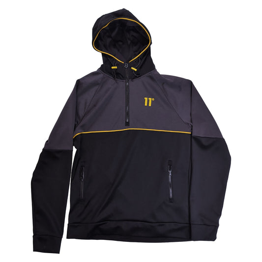 11 Degrees Men's Black/Grey Half-Zip Hoodie M Stretch Polyester