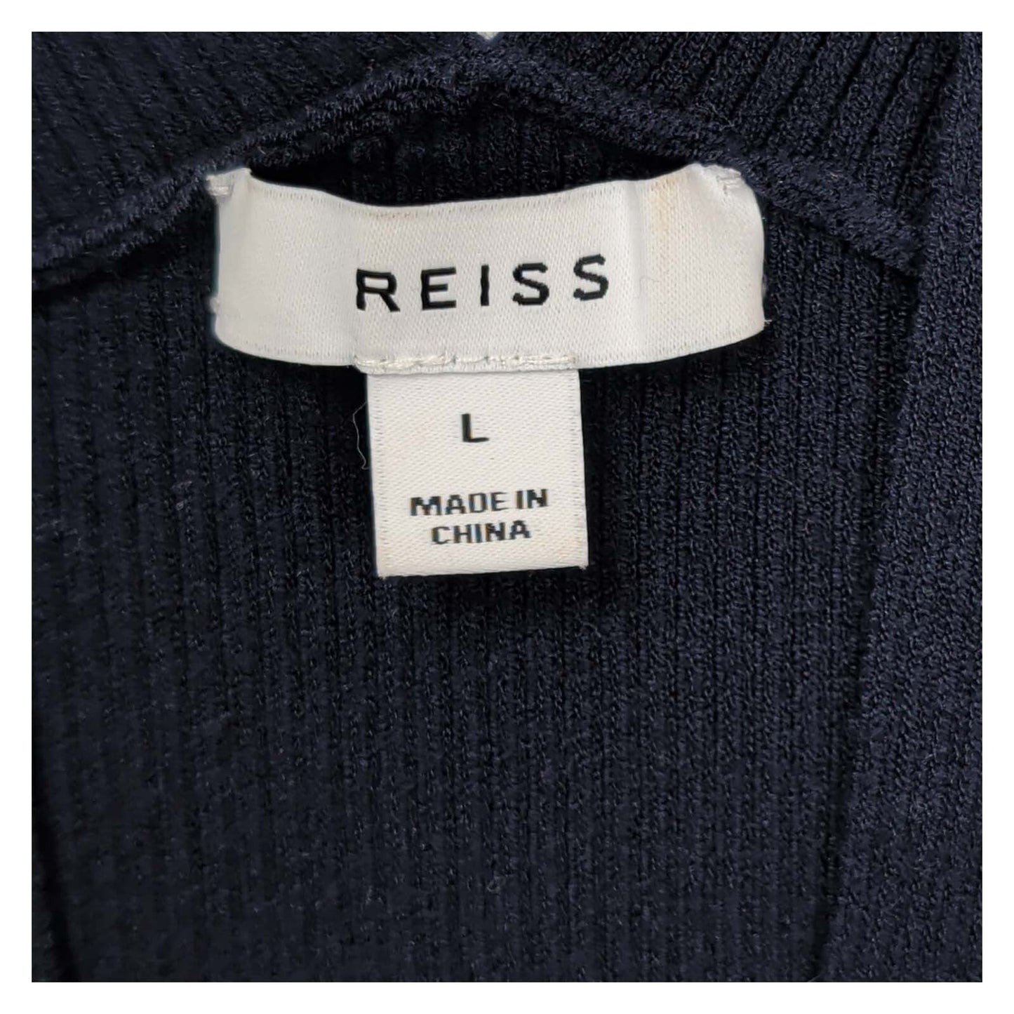 Reiss Nina Ribbed Sleeveless Top L UK 14 Navy