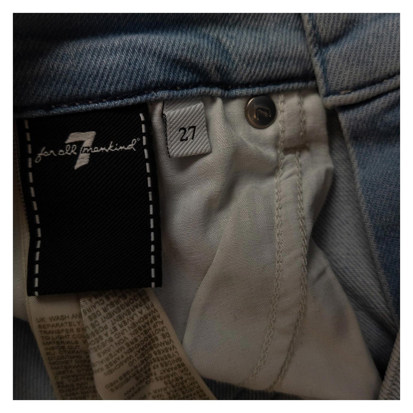 7 For All Mankind Roxanne Ankle Jeans W27 Luxe Vintage Sunland Light Blue Skinny by 7 For All Mankind – | RewearableUK