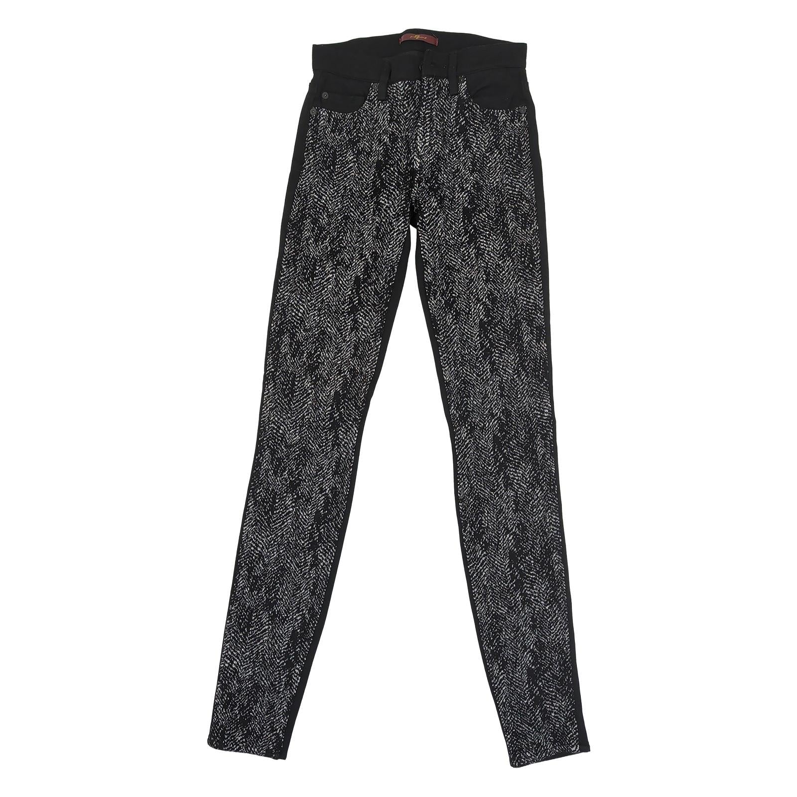 7 For All Mankind Women Size 26 Black Herringbone Tweed Skinny Trousers by 7 For All Mankind – | RewearableUK