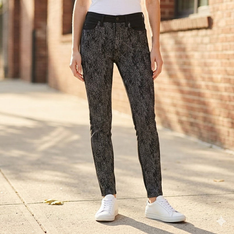 7 for all mankind womens black herringbone tweed skinny stretch trousers 26 by 7 For All Mankind – JEANS | RewearableUK
