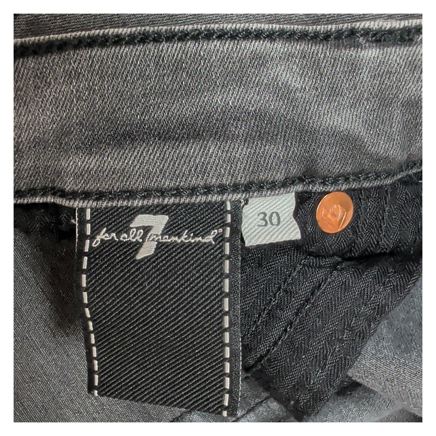 7 for all mankind womens grey faded slim skinny stretch denim jeans size w30 by 7 For All Mankind – JEANS | RewearableUK