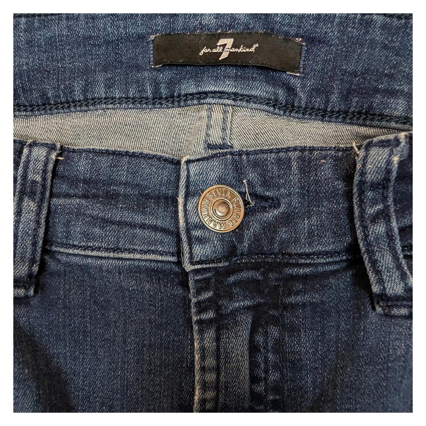 7 For All Mankind Women's Skinny Jeans Size 31 Blue Stretch Denim Mid Rise by 7 For All Mankind – | RewearableUK