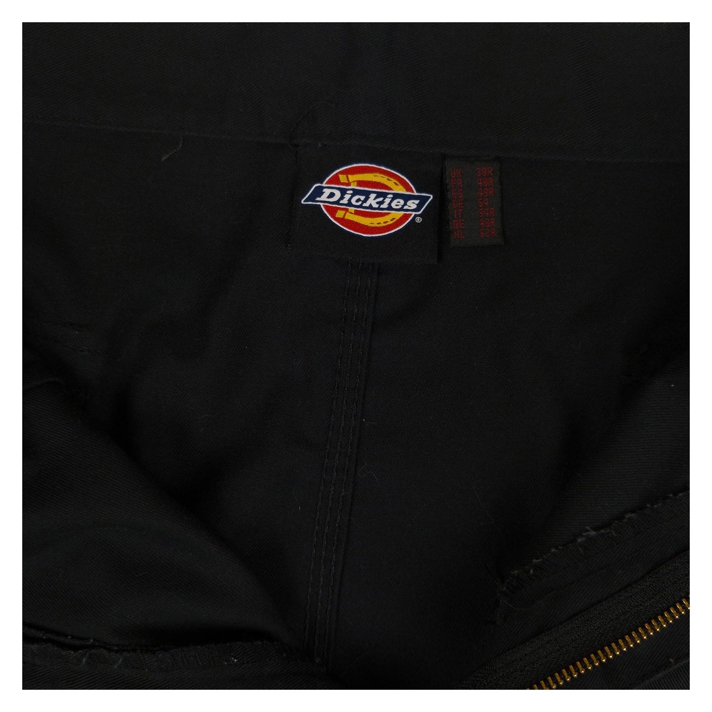 Dickies black cargo work trousers men's size W38 front view flat lay