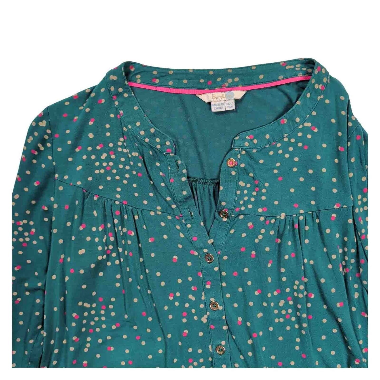 Boden Nadine Jersey Top UK 12 Teal Confetti Spot