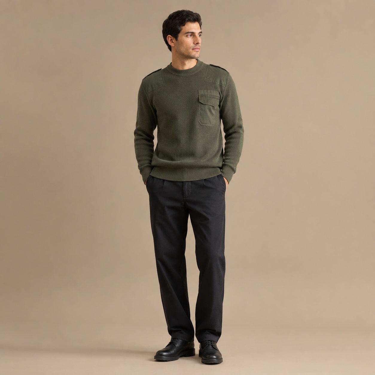Indian Army Wool V-Neck Jumper 100cm Olive Green 2016