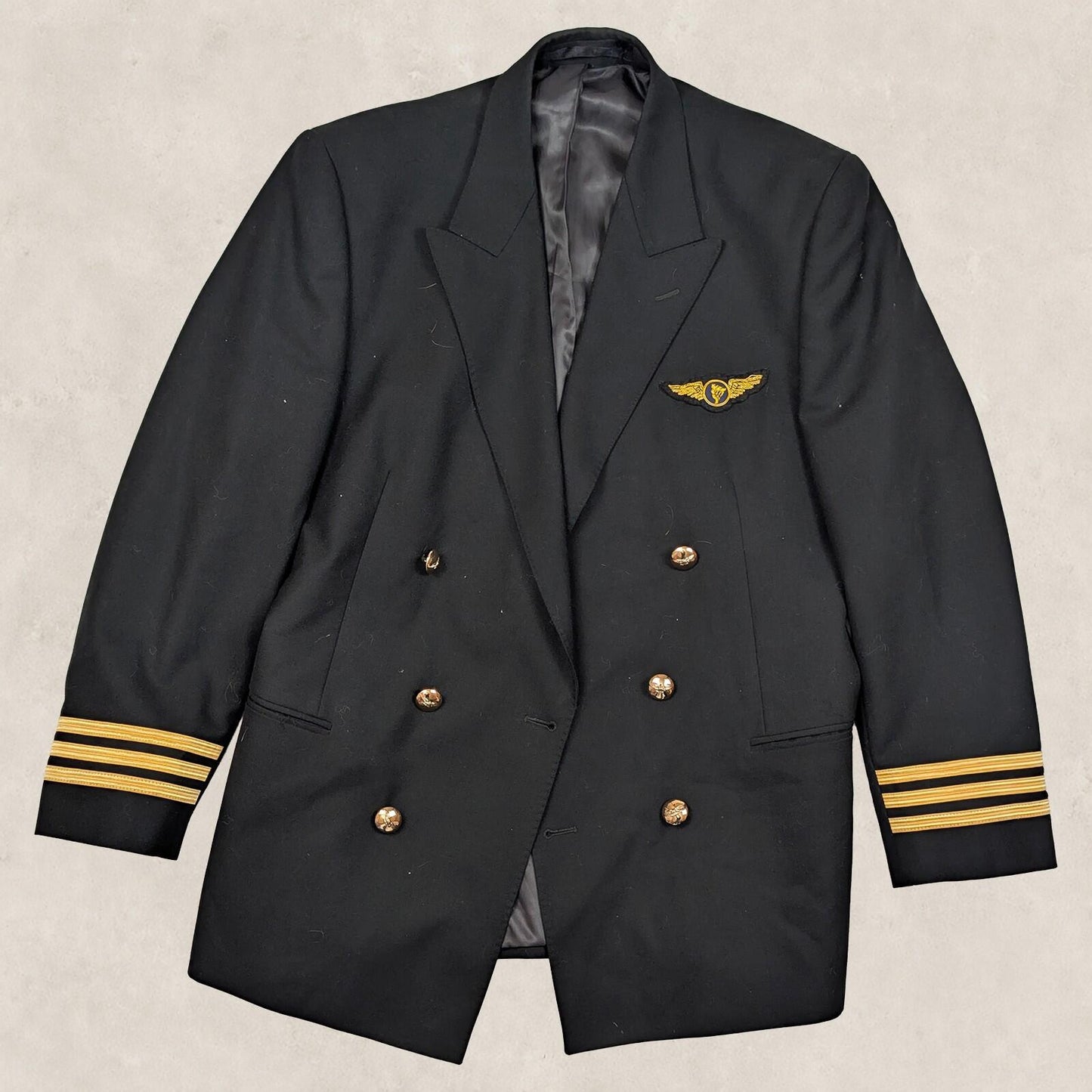 AAC Pilot Uniform Mens Black Aviation Blazer Jacket 40R Gold Stripe Wool by aac – | RewearableUK