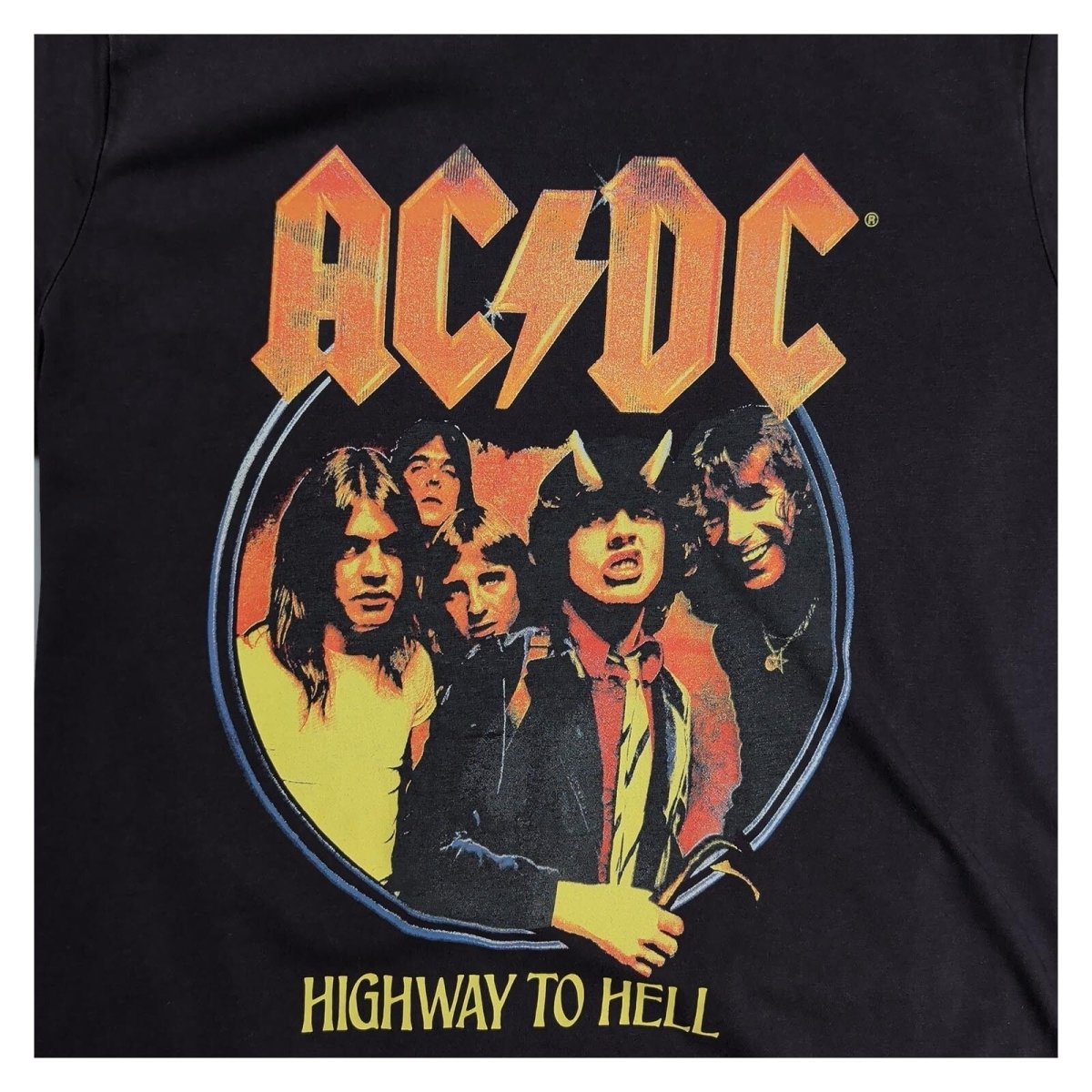 AC/DC Highway to Hell T-Shirt Approx M Black Classic Rock Band Graphic Tee – product photo 2 | RewearableUK