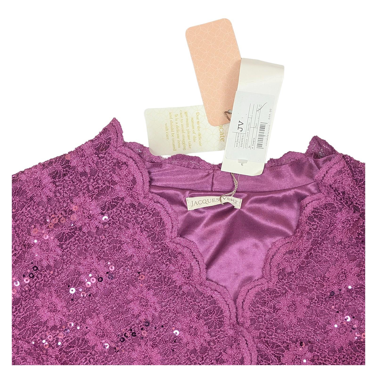 acques Vert Purple Sequin Lace Top UK 24 BNWT Plus Size Occasion Wedding Belted by acques Vert – | RewearableUK