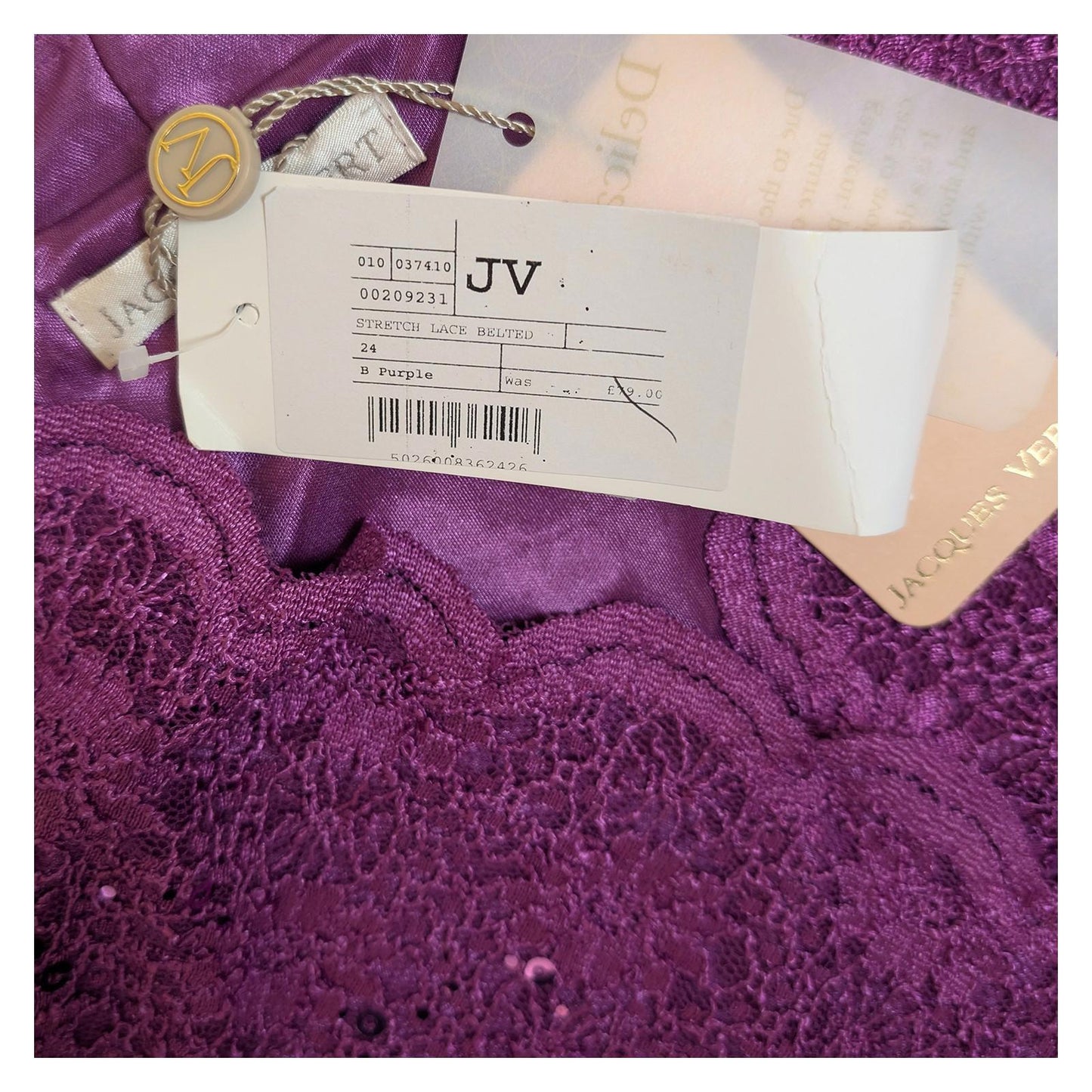 acques Vert Purple Sequin Lace Top UK 24 BNWT Plus Size Occasion Wedding Belted by acques Vert – | RewearableUK