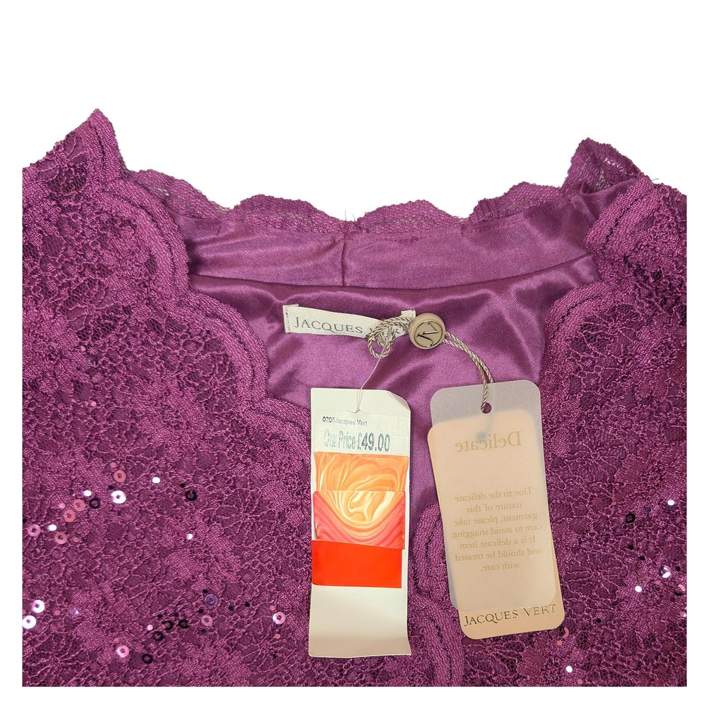 acques Vert Purple Sequin Lace Top UK 24 BNWT Plus Size Occasion Wedding Belted by acques Vert – | RewearableUK