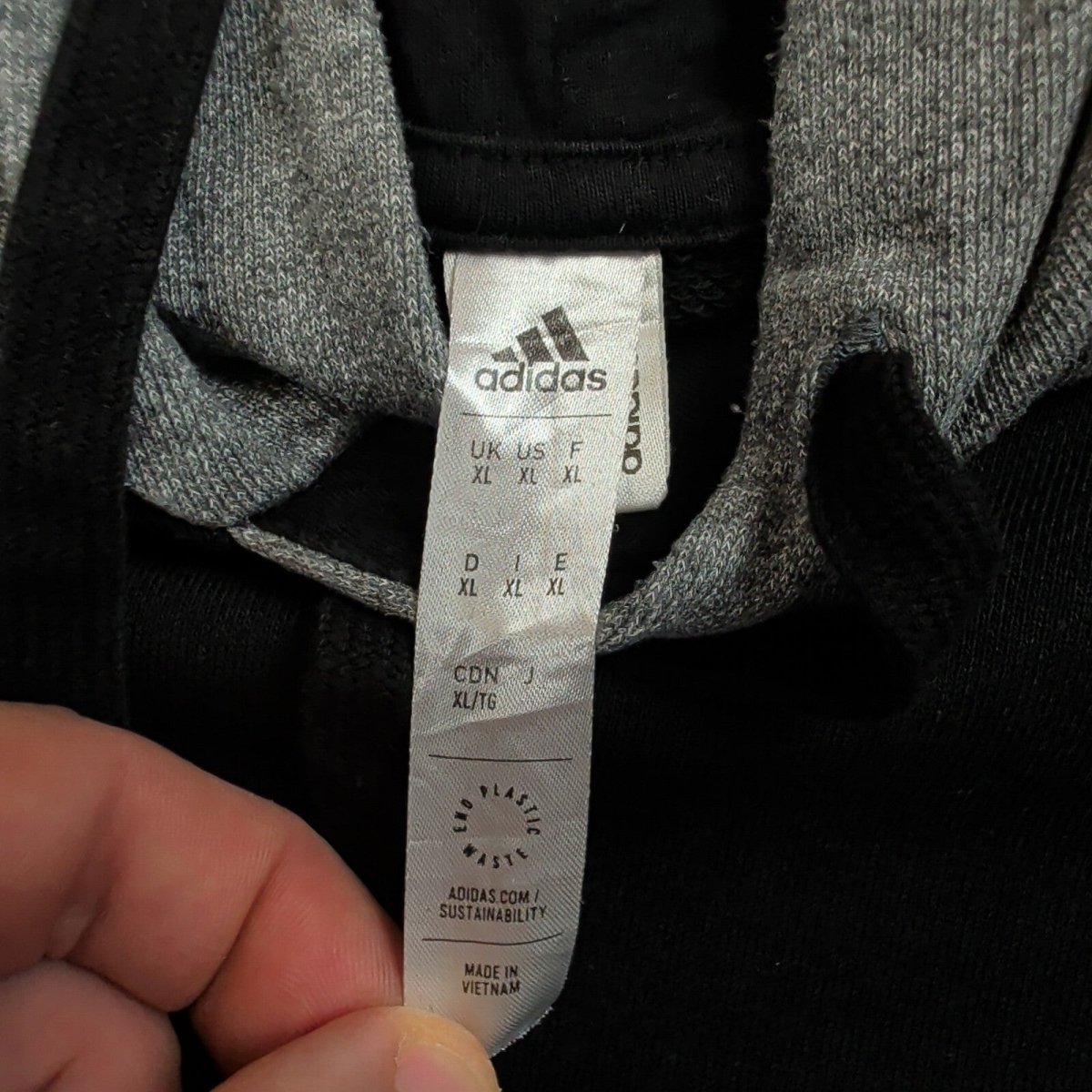 adidas Men's Colourblock Hoodie XL Black Grey – product photo 4 | RewearableUK