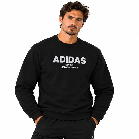 adidas Men's Black Embroidered Logo Sweatshirt S Crew Neck Long Sleeve – Sweatshirt product photo 1 | RewearableUK