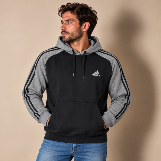 adidas Men's Colourblock Hoodie XL Black Grey – Hoodie product photo 1 | RewearableUK
