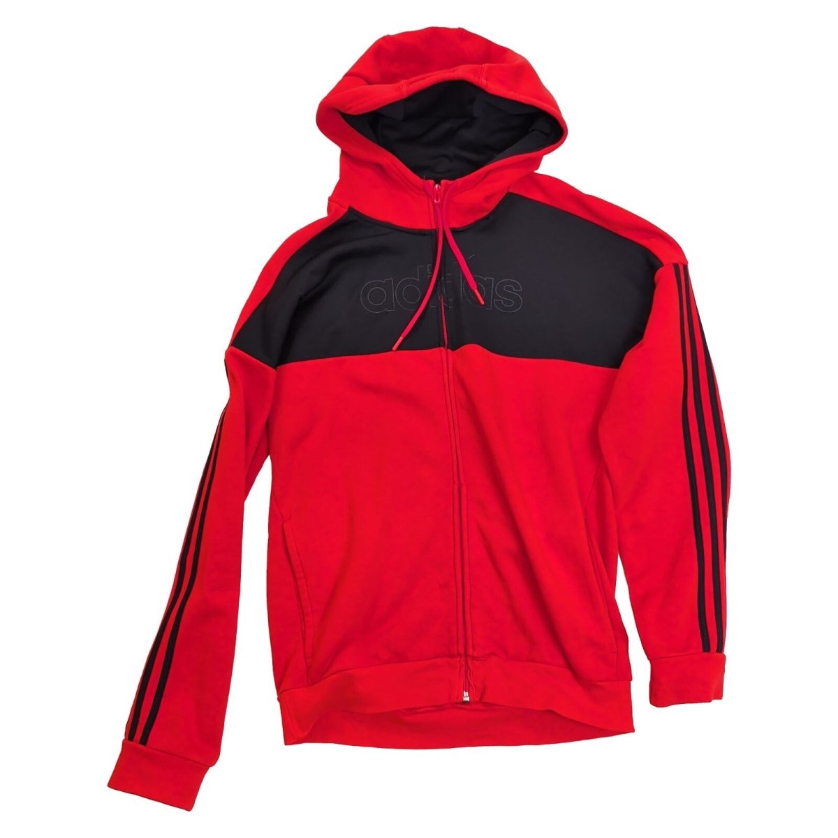 adidas Mens Hoodie M Red Black Striped Zip Polyester – product photo 2 | RewearableUK