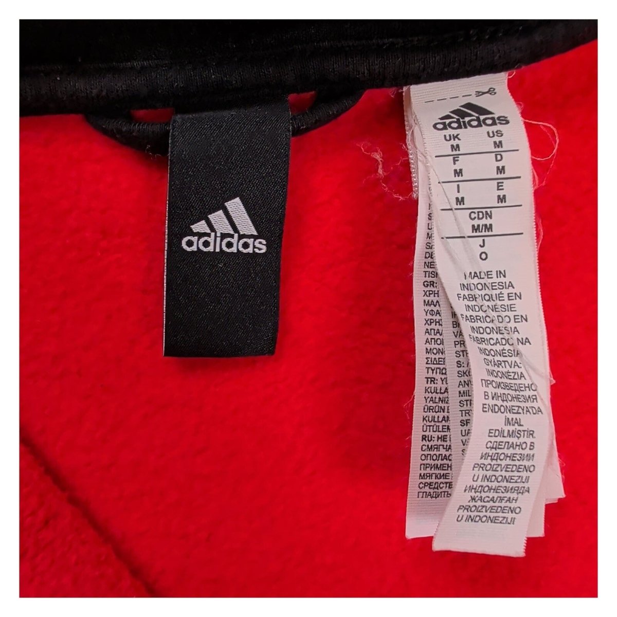 adidas Mens Hoodie M Red Black Striped Zip Polyester – product photo 4 | RewearableUK