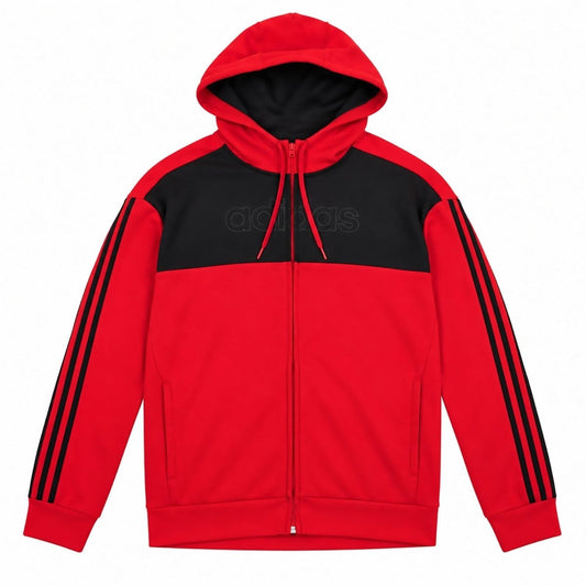 Adidas Men's Red Black Striped Zip Hoodie M - product photo 1