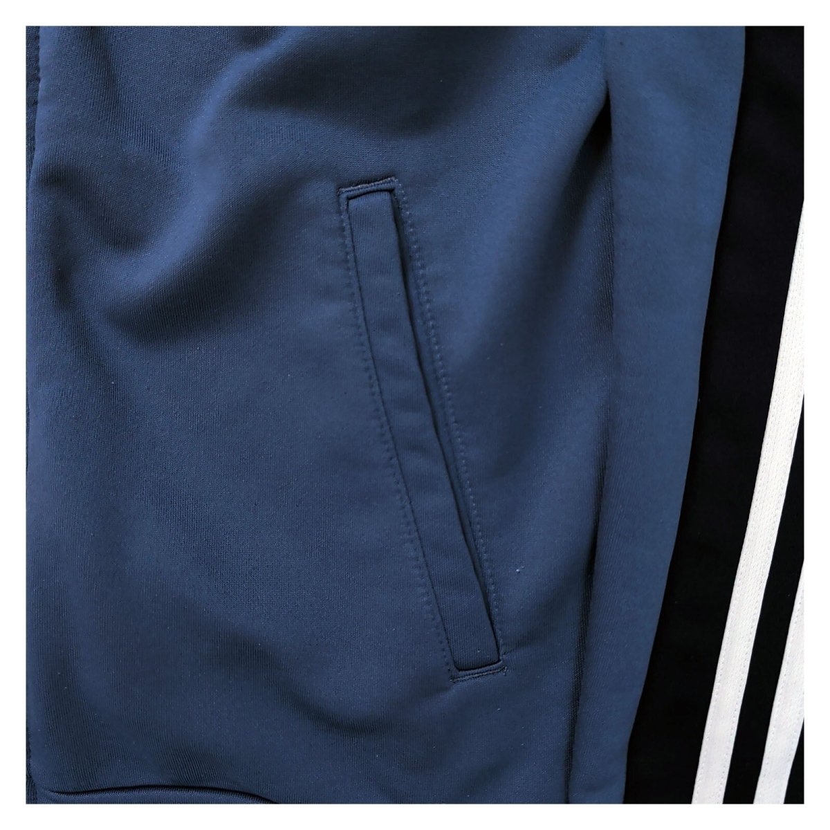 adidas Men's Hoodie Medium Navy Blue Black Striped Polyester – product photo 3 | RewearableUK