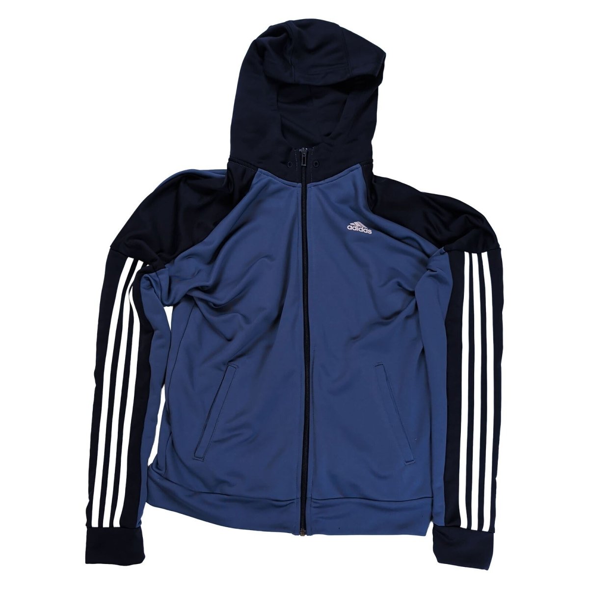 adidas Men's Hoodie Medium Navy Blue Black Striped Polyester – product photo 1 | RewearableUK