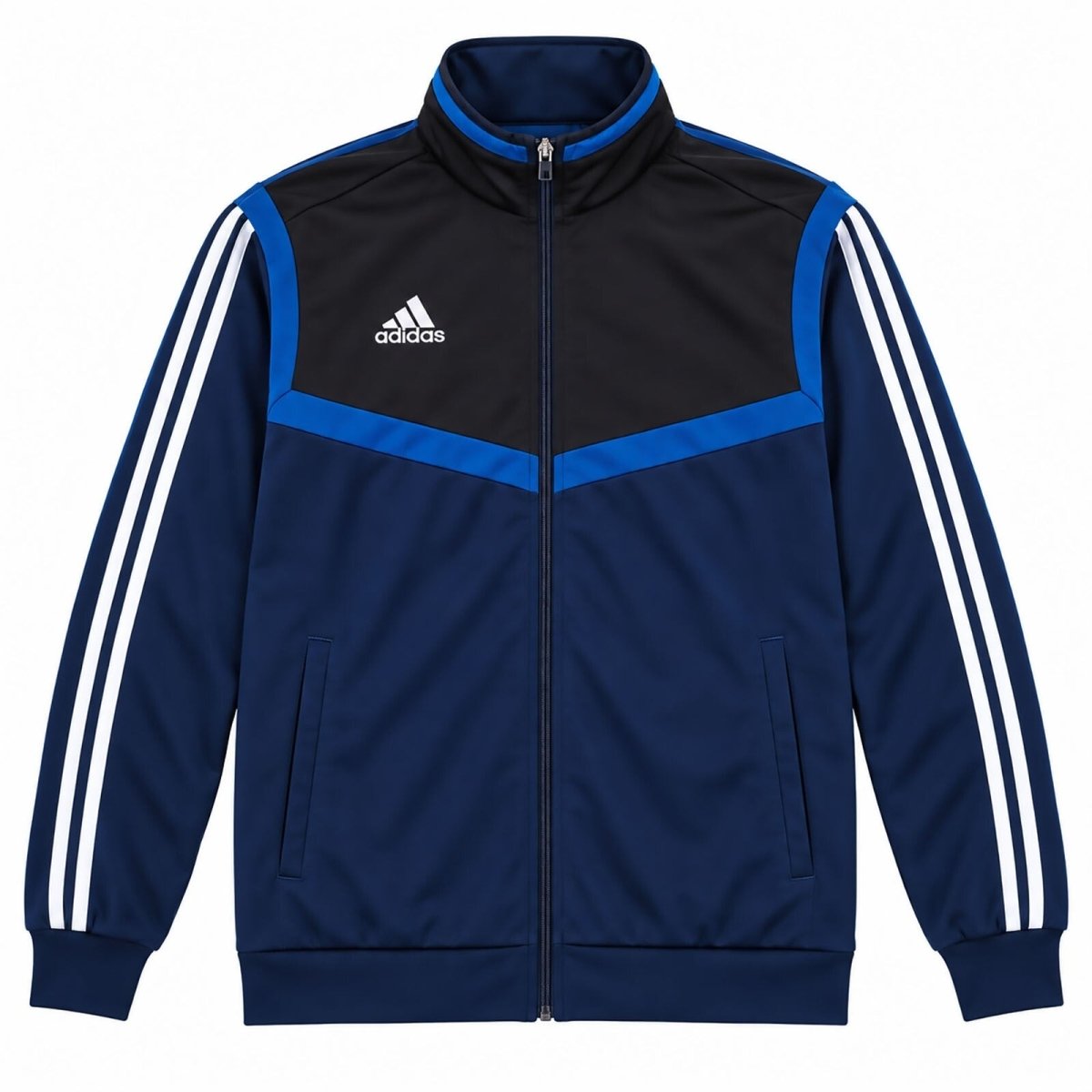 Adidas Men's Jacket 2XL Navy Blue Black Striped Polyester Sportswear – product photo 1 | RewearableUK