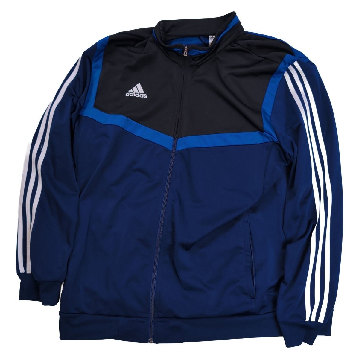 Adidas Men's Jacket 2XL Navy Blue Black Striped Polyester Sportswear – product photo 2 | RewearableUK