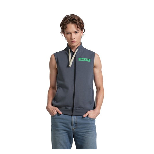 adidas Adidas Men's Sleeveless Hoodie Grey Size M Full Zip Athletic Gym Vest Excellent Sweater & Hoodie RewearableUK