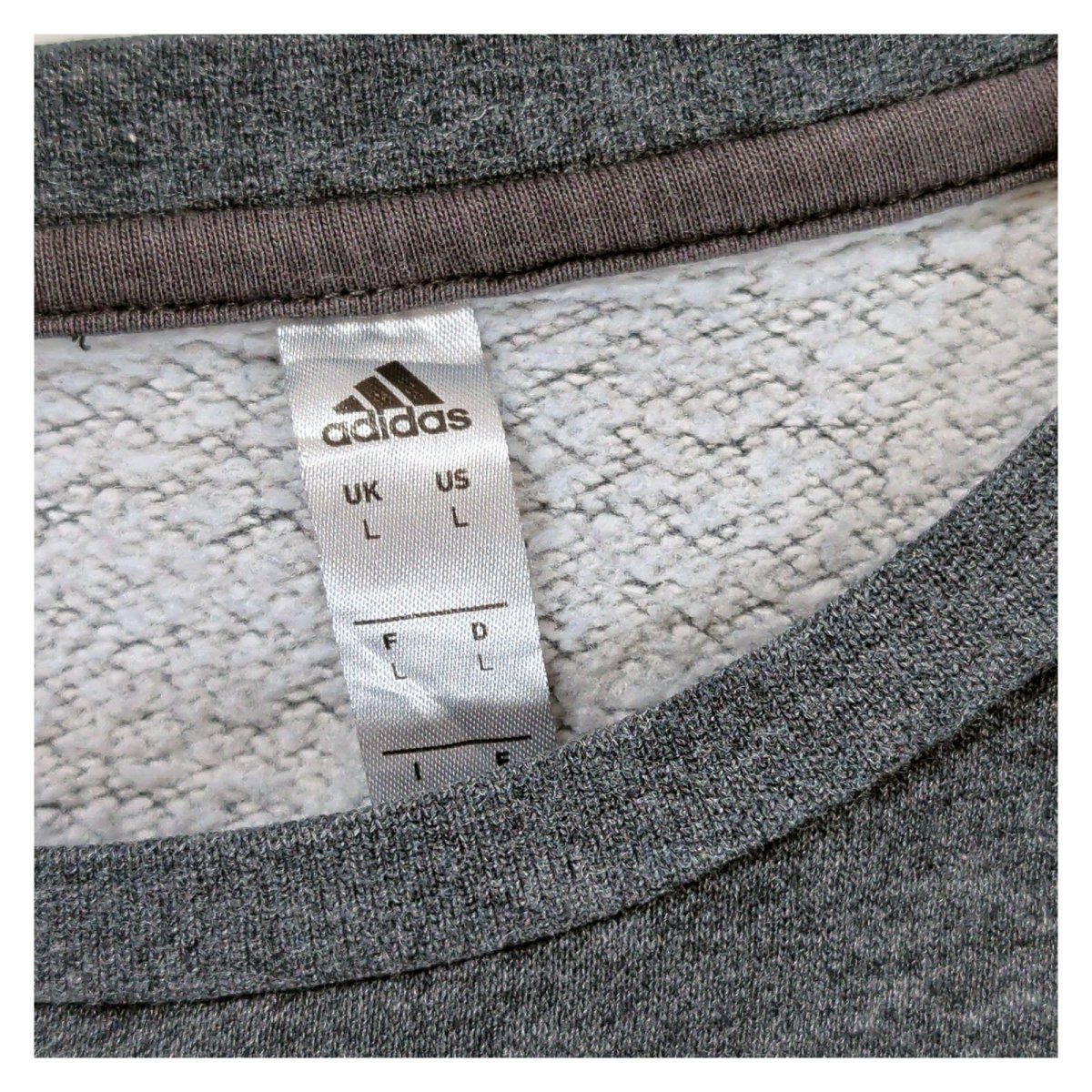 adidas Men's Sweatshirt L Grey Crew Neck Embroidered Logo Cotton Polyester – product photo 4 | RewearableUK