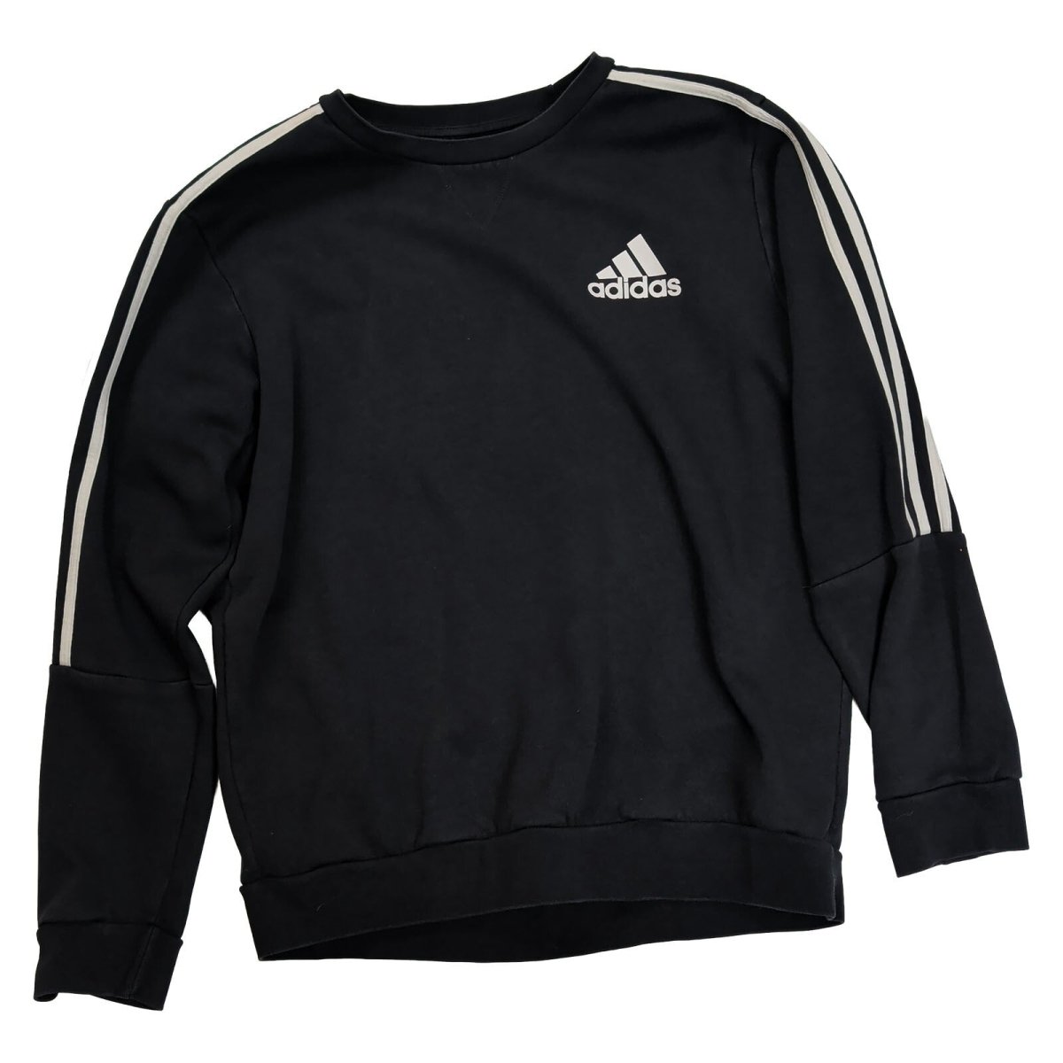 Adidas Mens Sweatshirt Large Black Striped Logo Cotton – product photo 2 | RewearableUK