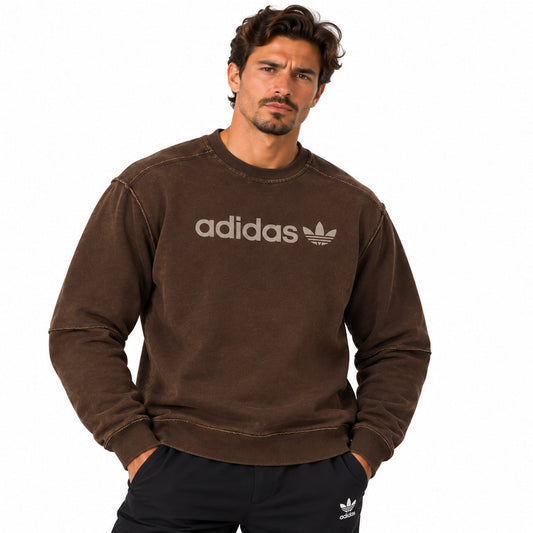 adidas Men's Sweatshirt S Brown Logo Cotton Casual Sportswear Pre-Owned – Sweatshirt product photo 1 | RewearableUK
