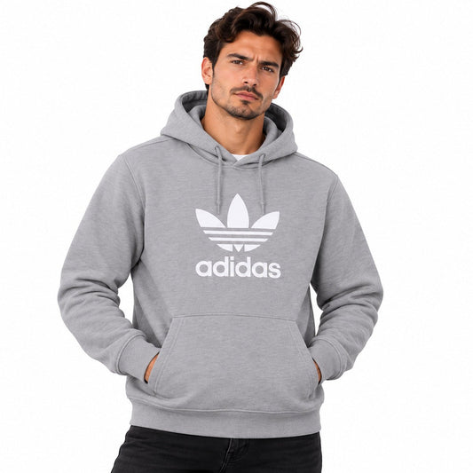 adidas Originals Grey Marl Trefoil Unisex Hoodie L Long Sleeve Kangaroo Pocket – Hoodie product photo 1 | RewearableUK