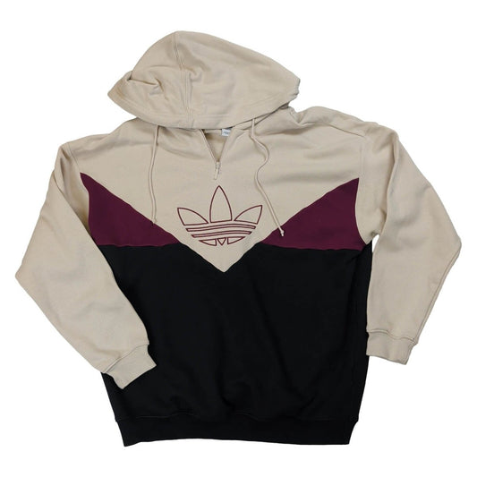 adidas Originals Men's Colourblock Hoodie UK 12 Cream Burgundy Black – product photo 1 | RewearableUK