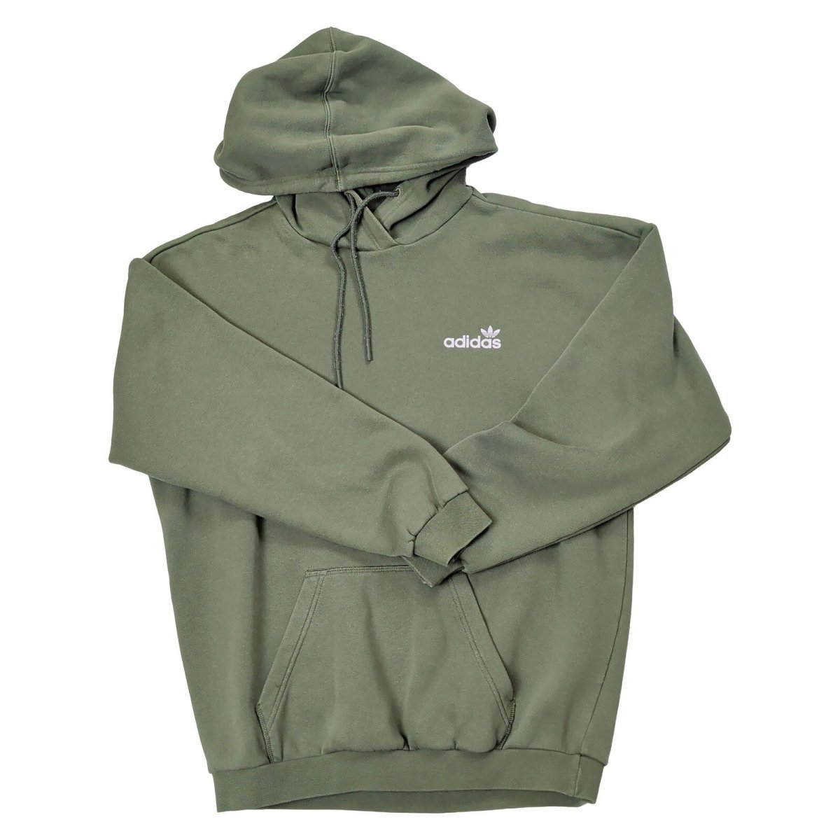 Adidas Originals Womens Trefoil Hoodie UK 8 Khaki Pastel Logo Front Back – product photo 1 | RewearableUK