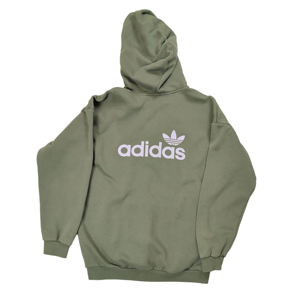 Adidas Originals Womens Trefoil Hoodie UK 8 Khaki Pastel Logo Front Back – product photo 2 | RewearableUK
