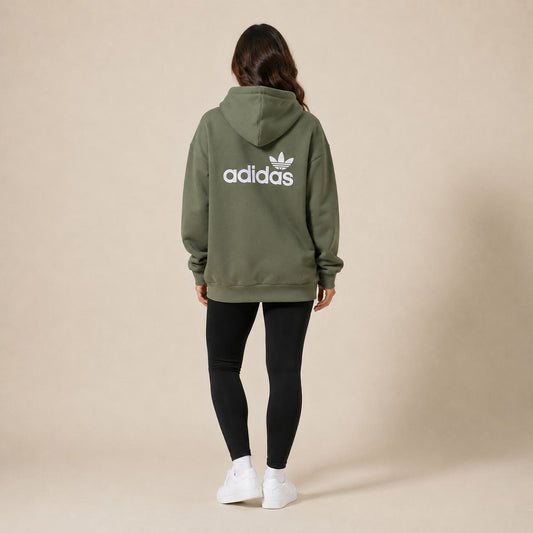 Adidas Originals Women's Trefoil Hoodie UK 8 Khaki – Sweater & Hoodie product photo 2 | RewearableUK