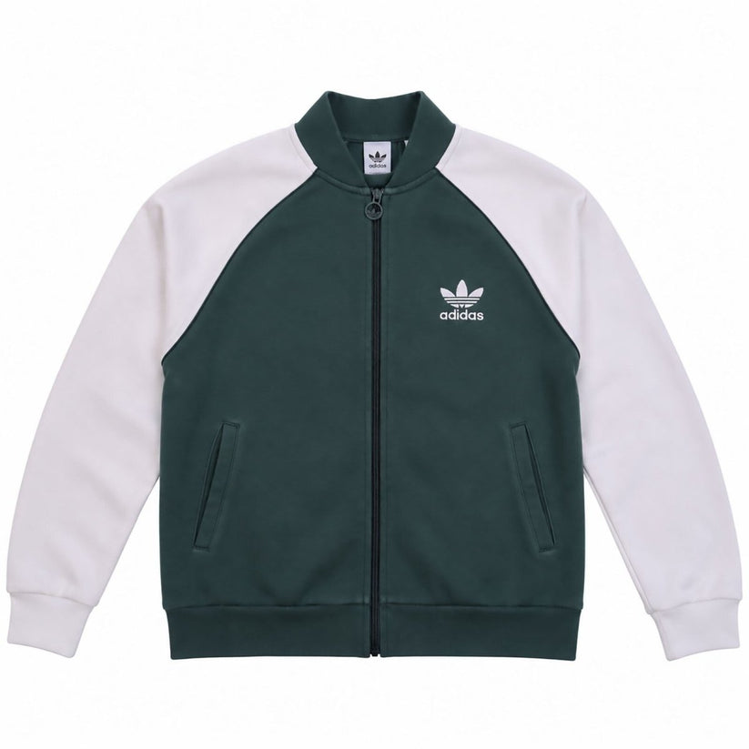 Adidas Originals Womens UK 10 Dark Green White Full Zip Track Jacket Trefoil – product photo 1 | RewearableUK