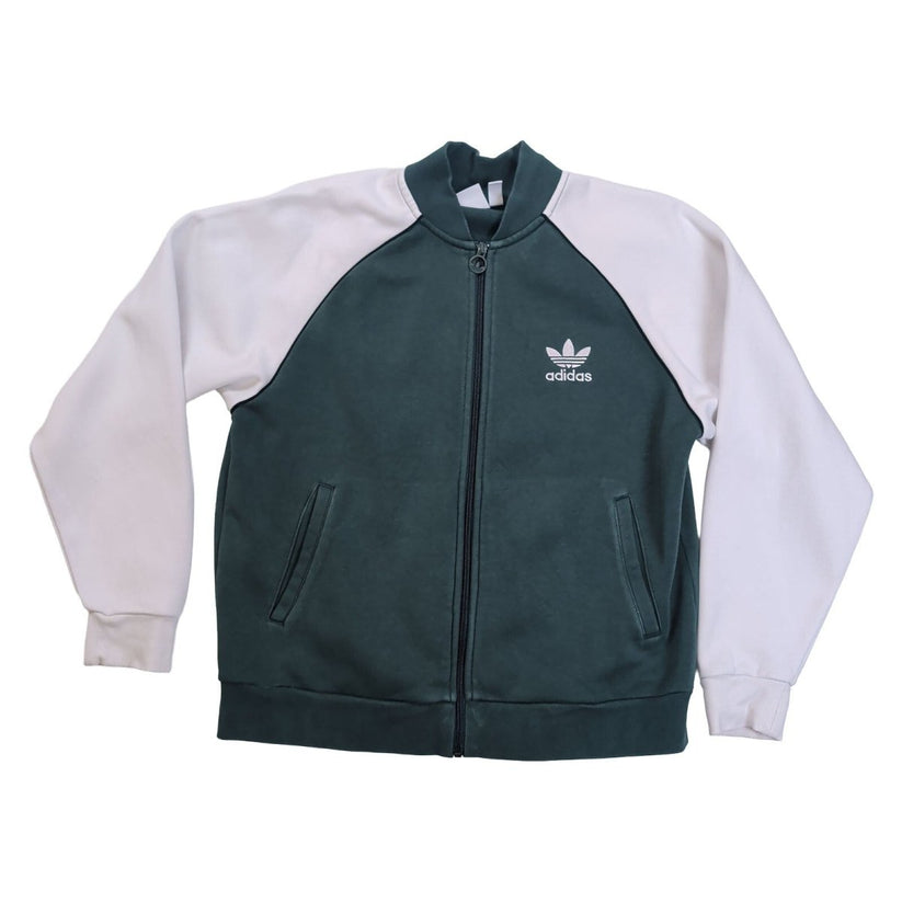 Adidas Originals Womens UK 10 Dark Green White Full Zip Track Jacket Trefoil – product photo 2 | RewearableUK