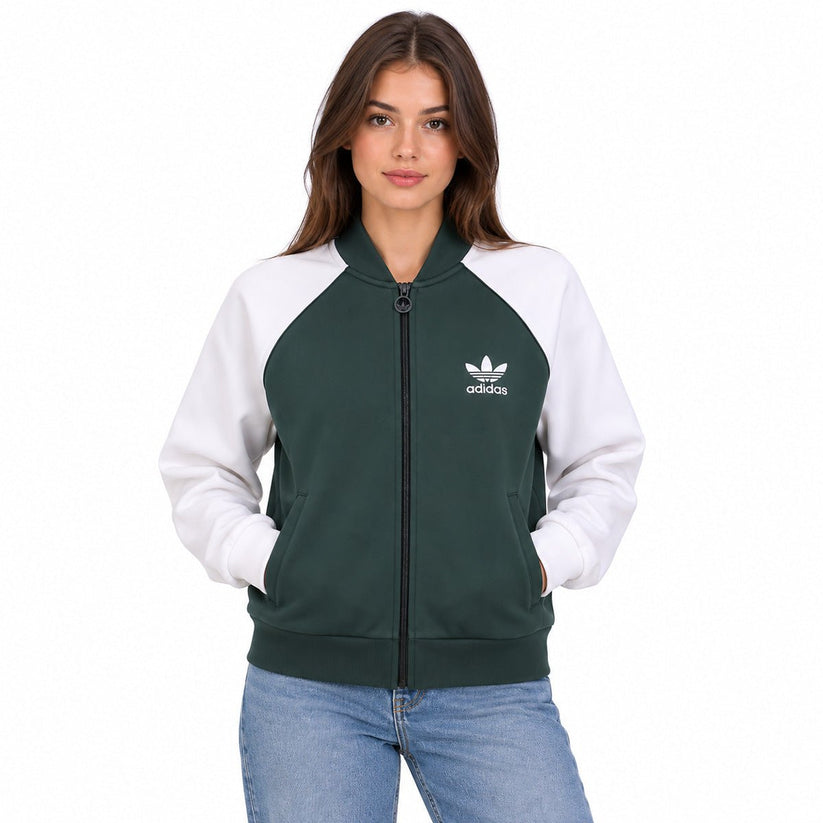 Adidas Originals Women's UK 10 Dark Green White Full Zip Track Jacket Trefoil – Track Jacket product photo 1 | RewearableUK