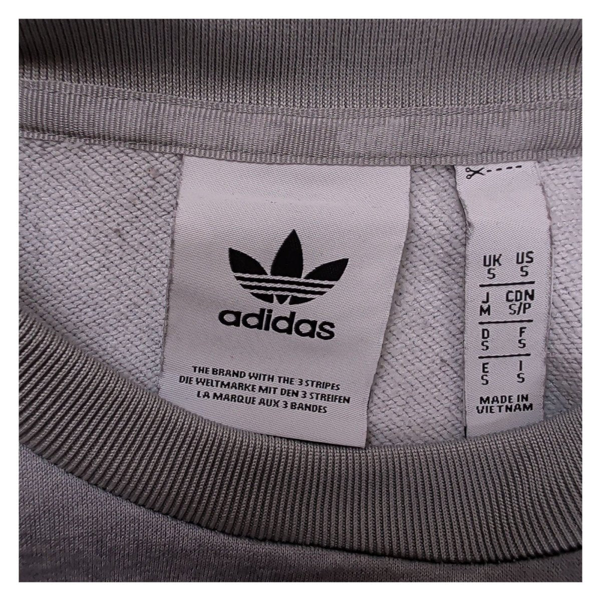 adidas Unisex Adults Sweatshirt Small Grey Striped Polyester – product photo 4 | RewearableUK