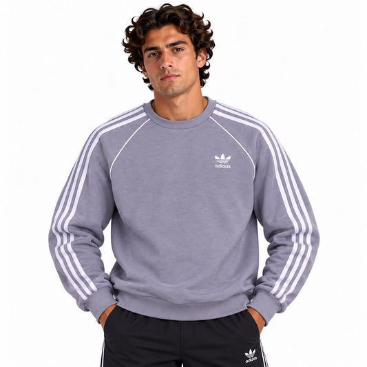 Adidas Unisex Grey Striped Sweatshirt S Polyester – Sweatshirt product photo 1 | RewearableUK