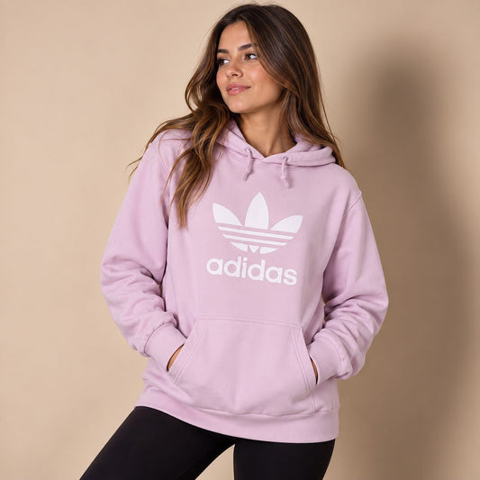 adidas Women's Hoodie S Pink Trefoil Logo 100% Cotton Blend – Hoodie product photo 1 | RewearableUK