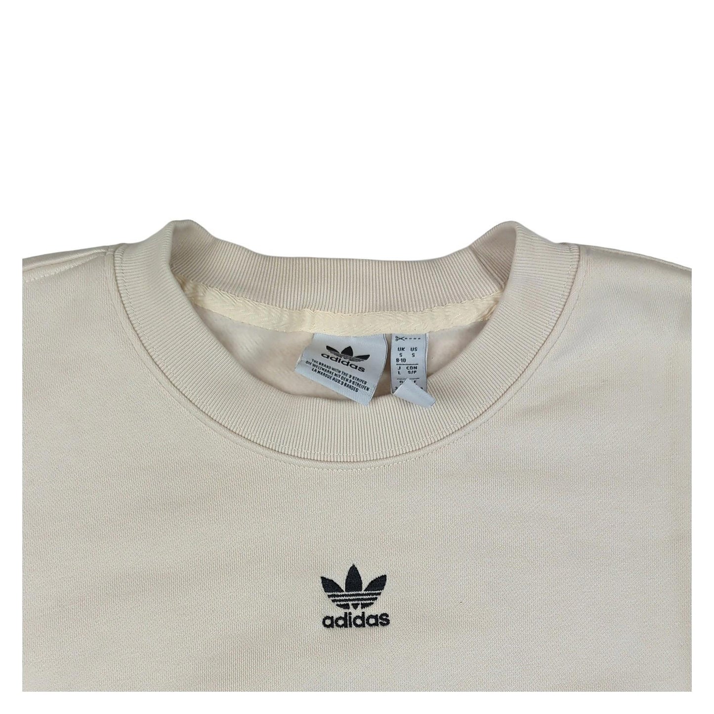 adidas Adidas Womens Small Cream Cropped Sweatshirt Long Sleeve Top | Excellent Sweater & Hoodie RewearableUK