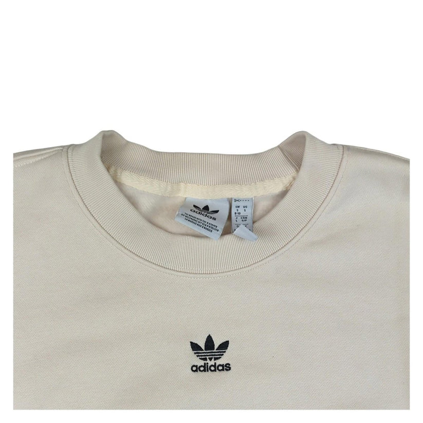 adidas Adidas Womens Small Cream Cropped Sweatshirt Long Sleeve Top | Excellent Sweater & Hoodie RewearableUK
