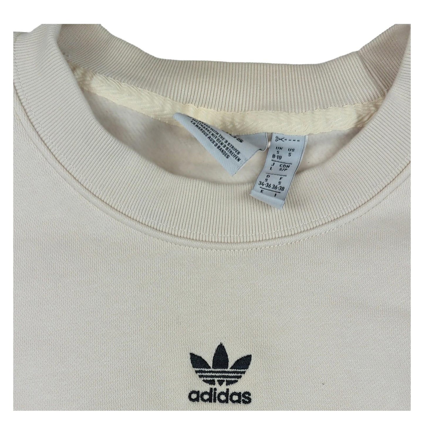adidas Adidas Womens Small Cream Cropped Sweatshirt Long Sleeve Top | Excellent Sweater & Hoodie RewearableUK