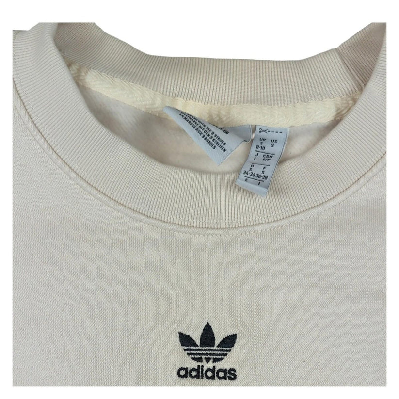 adidas Adidas Womens Small Cream Cropped Sweatshirt Long Sleeve Top | Excellent Sweater & Hoodie RewearableUK