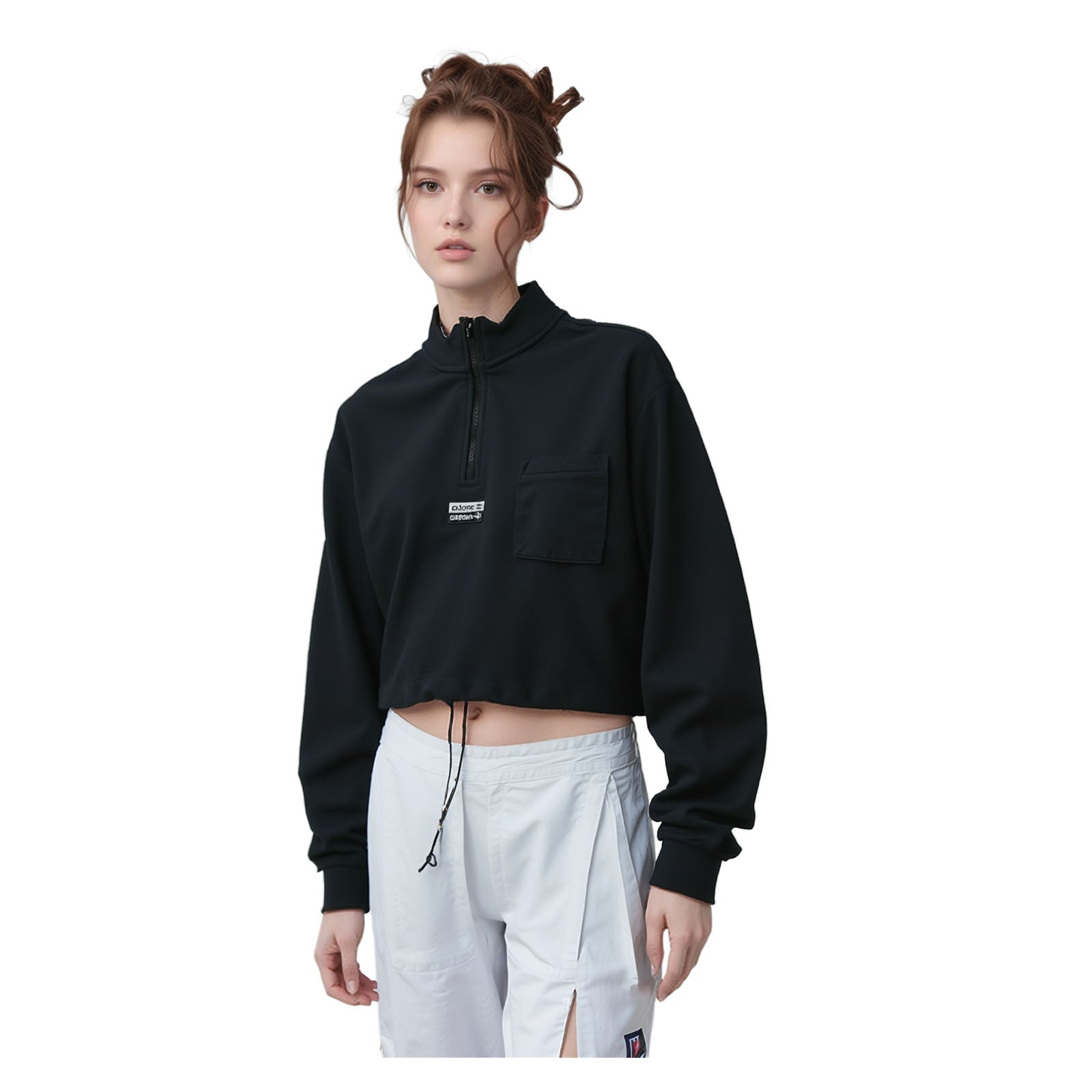 adidas adidas Women's UK 14 Black Cropped Zipped Sweatshirt Sweater & Hoodie RewearableUK