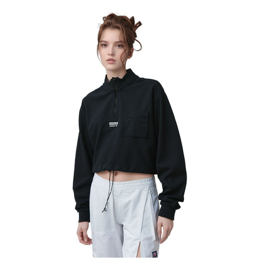 adidas adidas Women's UK 14 Black Cropped Zipped Sweatshirt Sweater & Hoodie RewearableUK