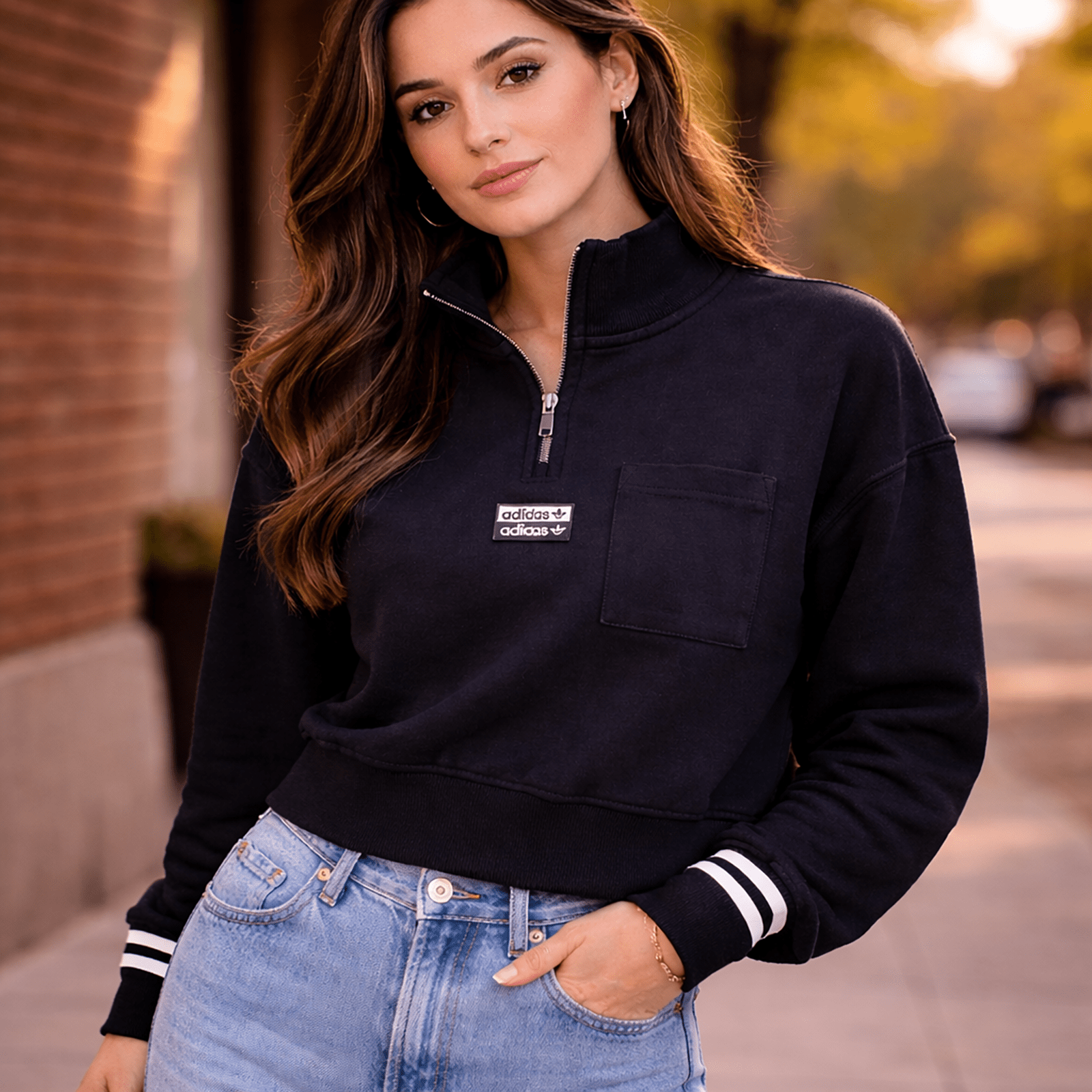 adidas Cropped Sweatshirt UK 14 Black | RewearableUK