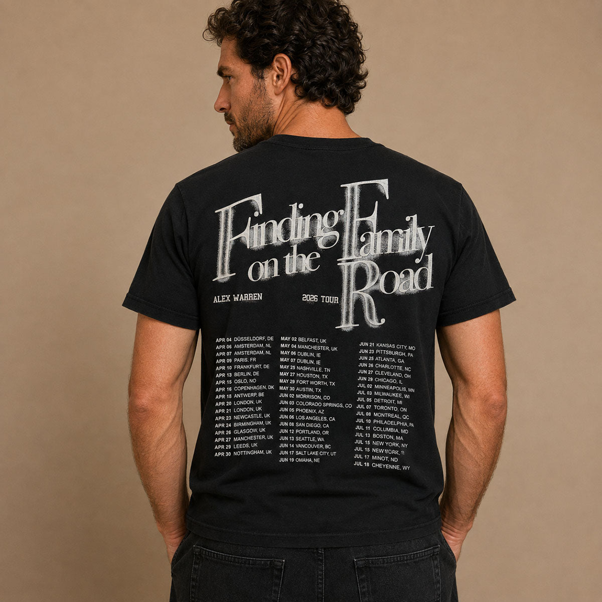 Alex Warren Finding Family 2026 Tour T-Shirt M Black Double-Sided – Music T-Shirt product photo 2 | RewearableUK