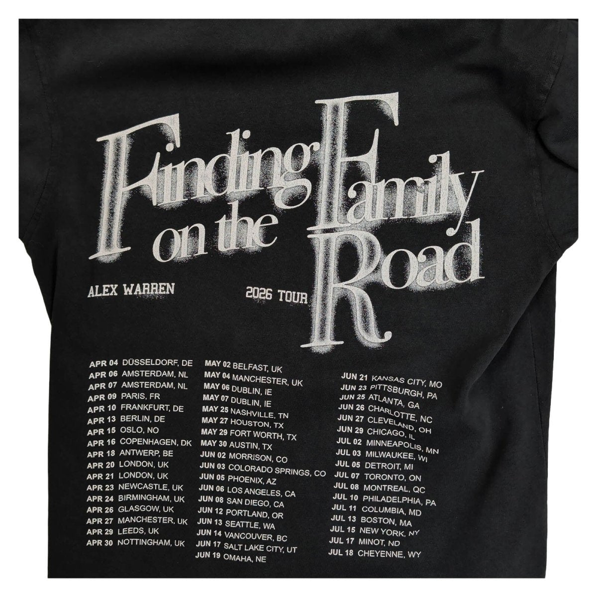 Alex Warren Finding Family On The Road 2026 Tour T-Shirt M Black Double Sided – product photo 3 | RewearableUK