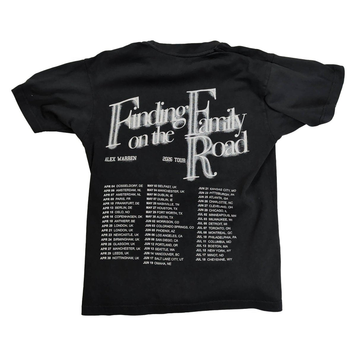 Alex Warren Finding Family On The Road 2026 Tour T-Shirt M Black Double Sided – product photo 2 | RewearableUK